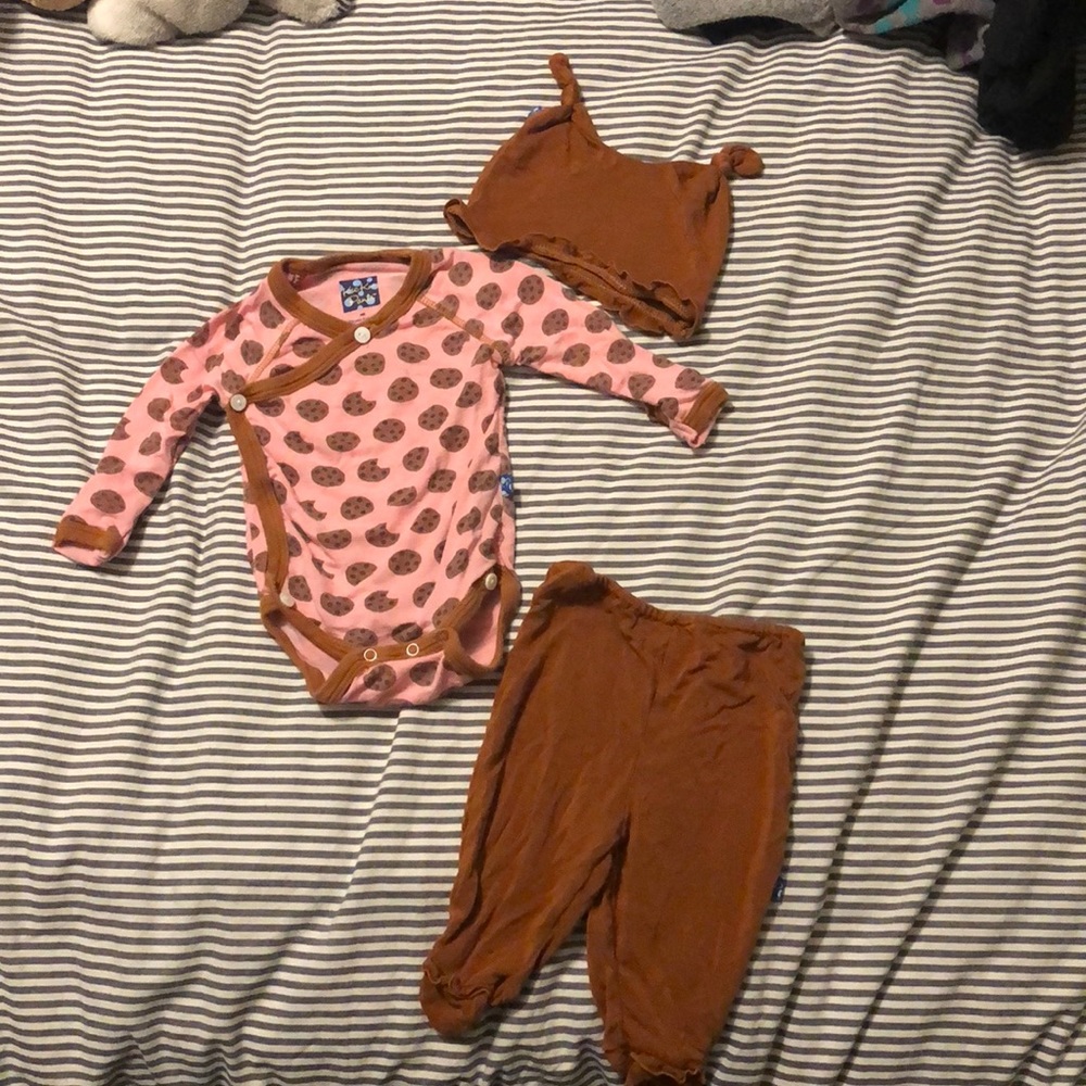 Kickee pants cookie pajamas with pants and hat